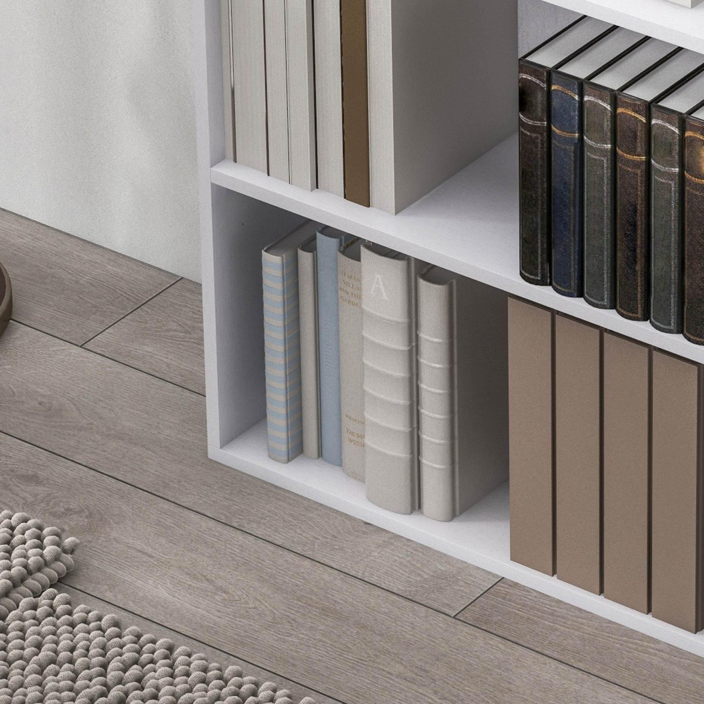 HOMCOM Stylish White 2-Tier Adjustable Bookshelf with Compartments for Home and Office - ALL4U RETAILER LTD