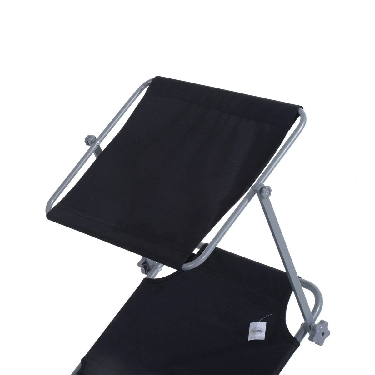 Outsunny black reclining sun lounger with adjustable legs and metal frame