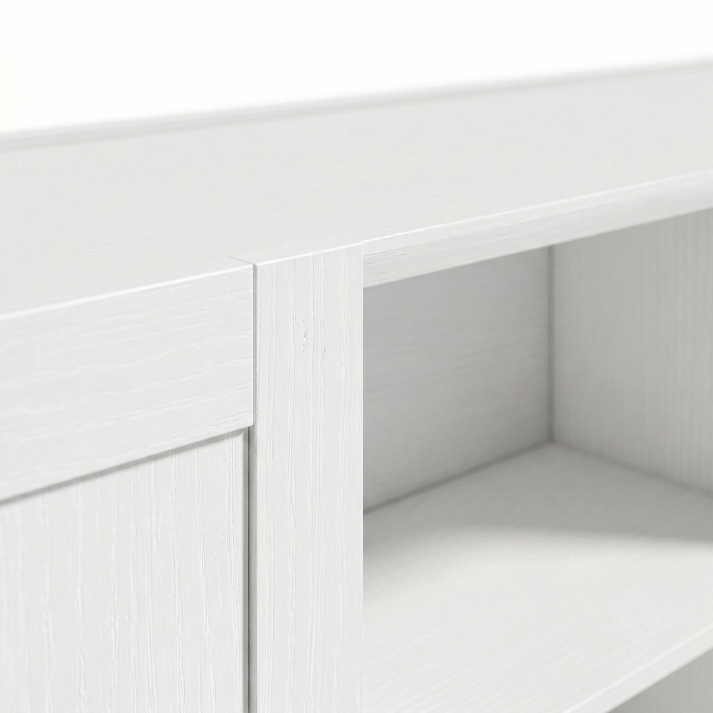 HOMCOM Sideboard Buffet Cabinet 133 cm Storage Cabinet With 2 Open Shelves 2 Cupboards Soft Close Doors White
