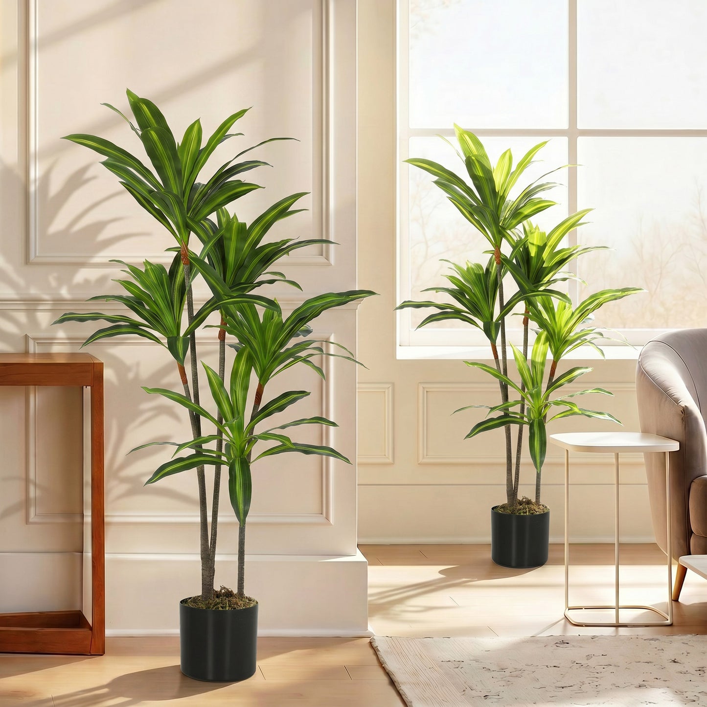 HOMCOM 150cm Artificial Dracaena Tree With Bendable Trunks And Lifelike PEVA Leaves Green Indoor Decor