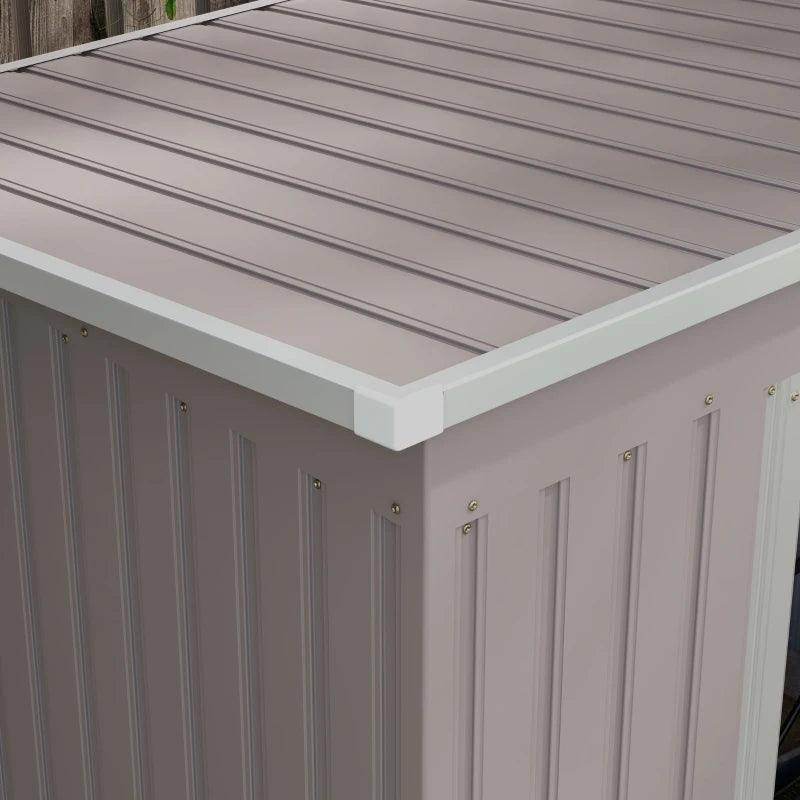 Outsunny Outdoor Lean-to Garden Metal Storage Shed w/ Foundation - Double Door, Vents, Sloped Roof, Grey Tool Equipment Organiser - ALL4U RETAILER LTD