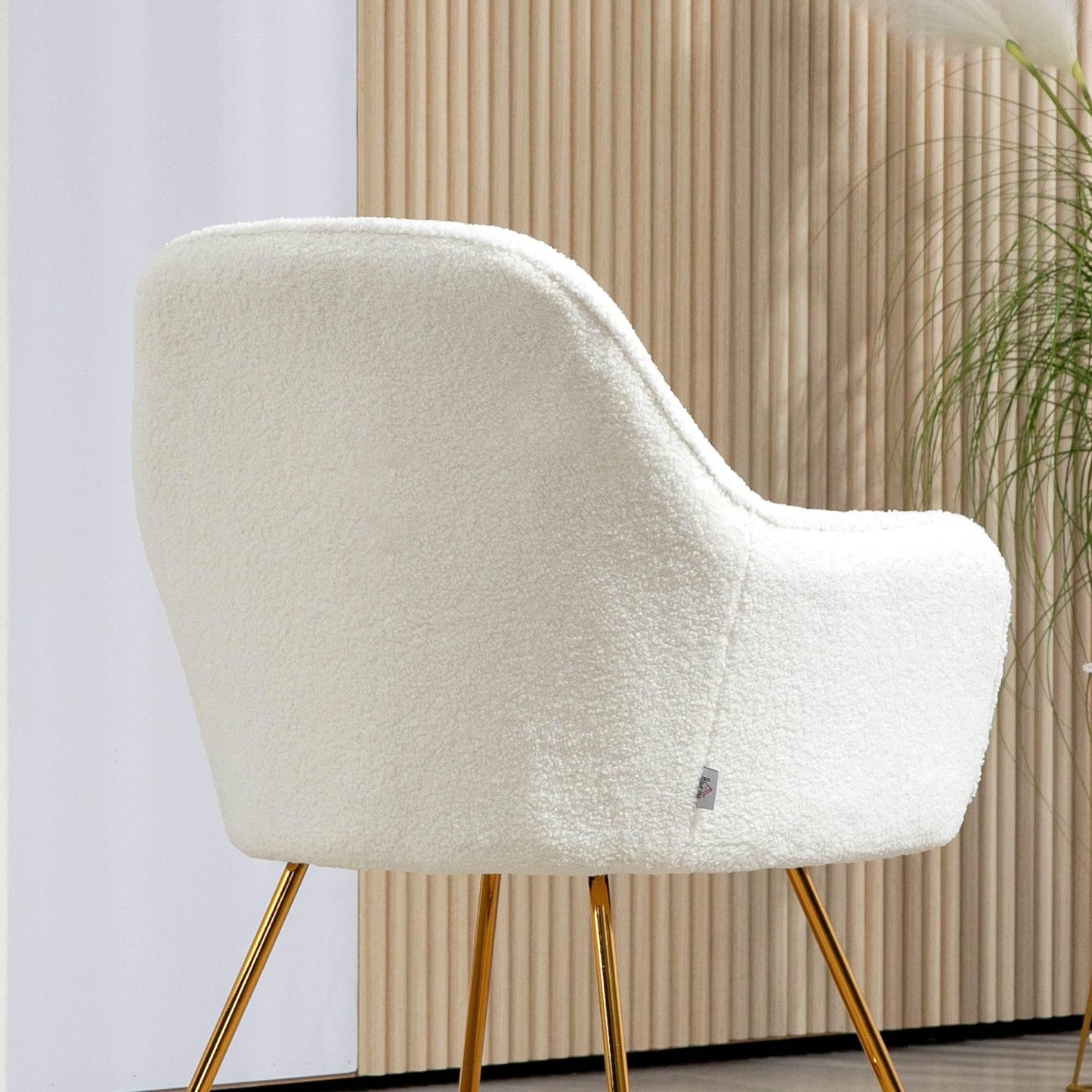 Set of Two Cream Sherpa Fleece Dining Chairs by HOMCOM - ALL4U RETAILER LTD