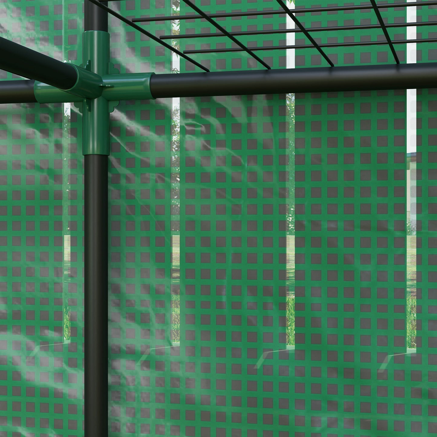 Outsunny Three Tier Mini Greenhouse Green With Roll Up Zip Door And 140 Gram Per Square Meter Plastic Cover