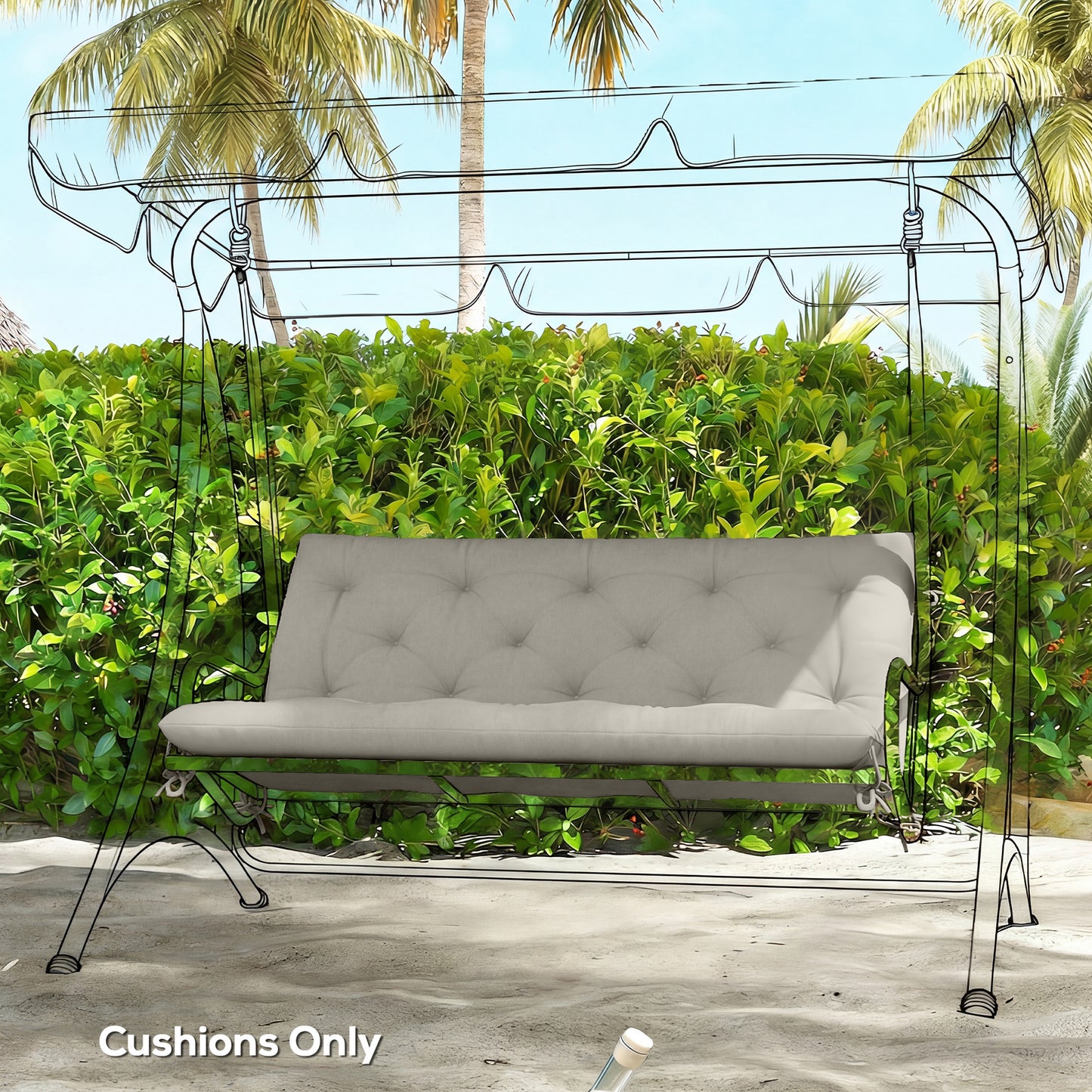 Outsunny Garden Bench Cushion for Two Seater Swing Chair with Ties Indoor Outdoor Use 110 by 120 cm