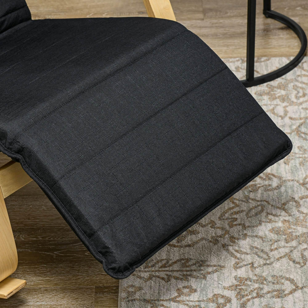Black padded seat cushion for rocking recliner lounge chair