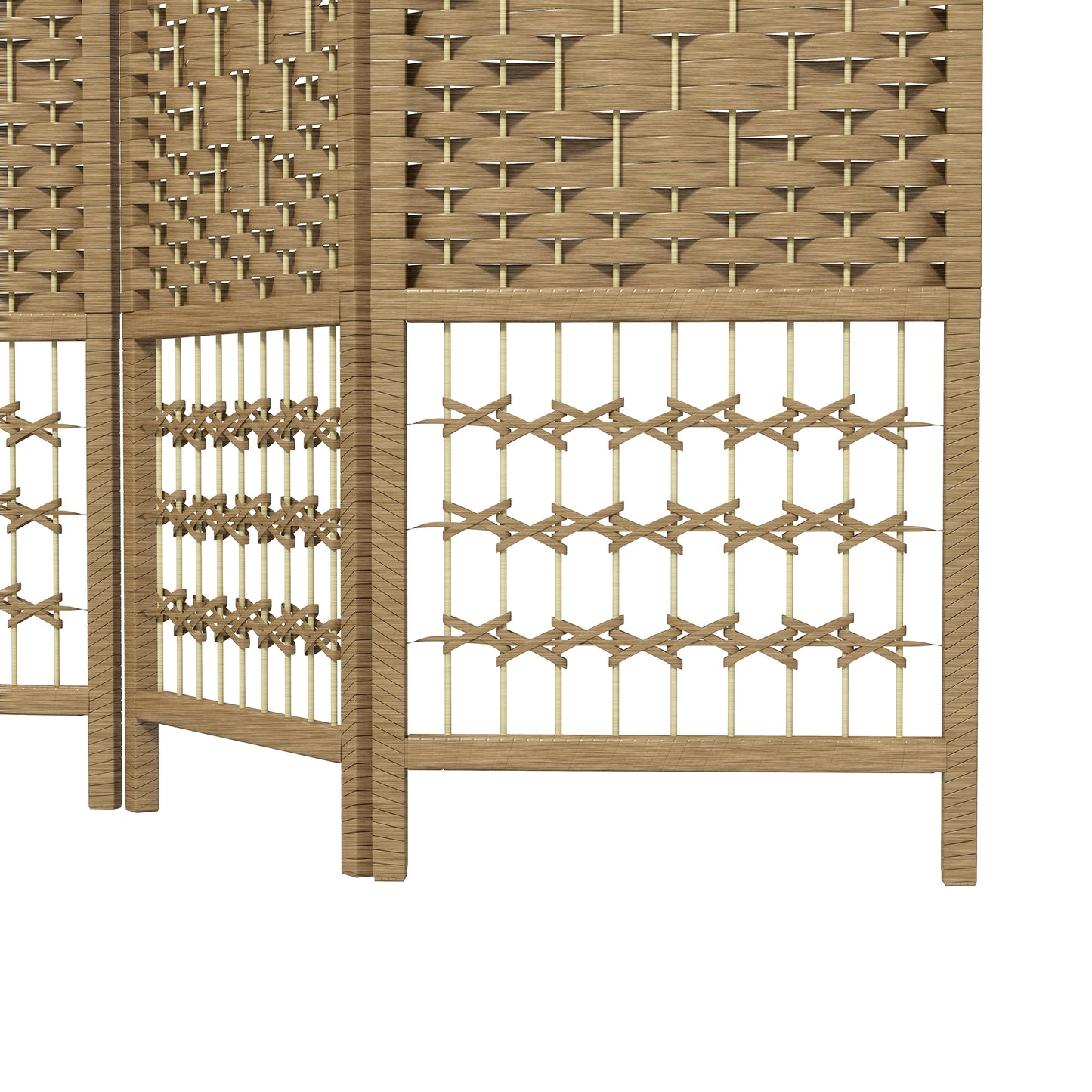 HOMCOM 4 Panel Folding Room Divider Privacy Screen Paravent Partition For Living Room And Bedroom Natural Wood Finish