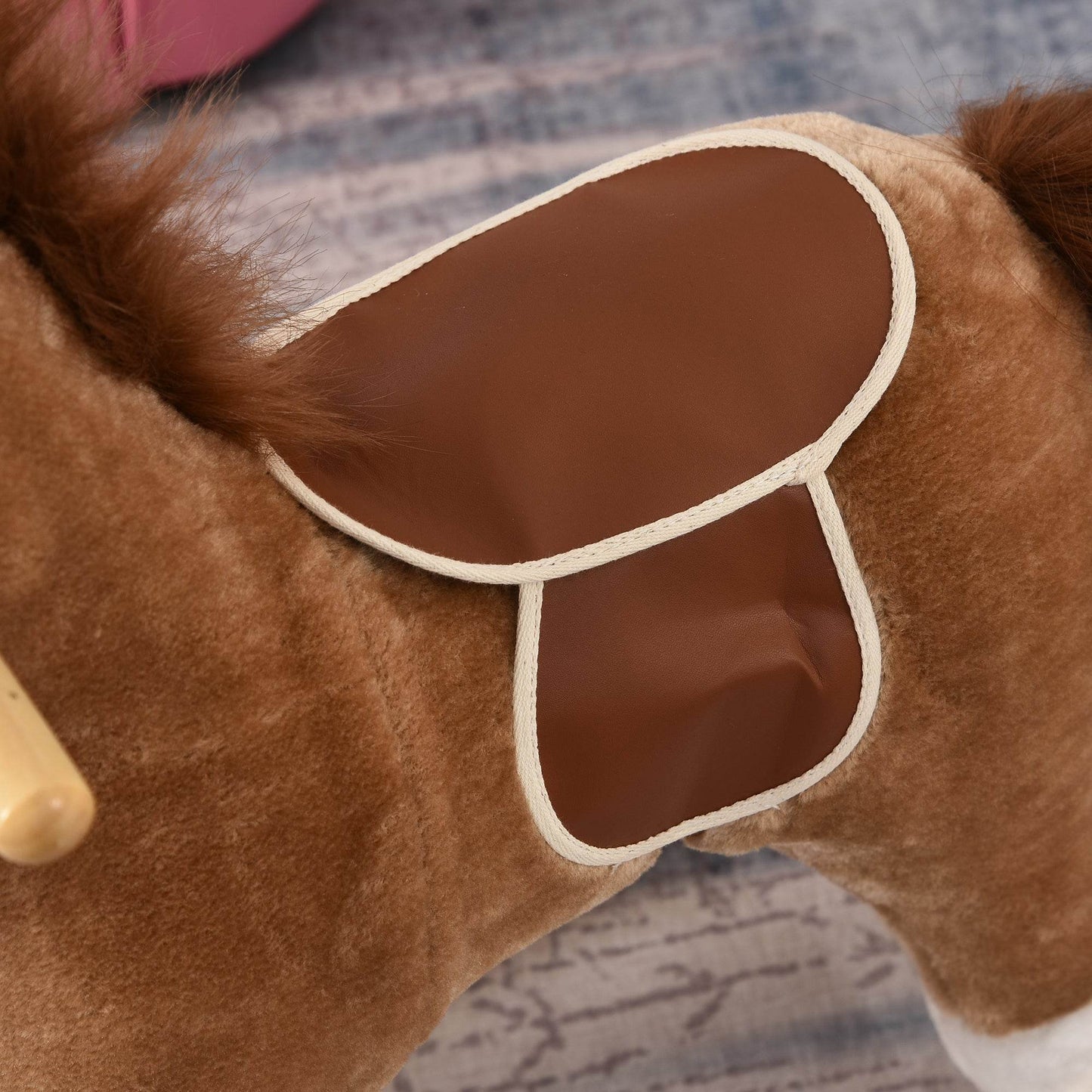 HOMCOM Plush Rocking Horse for Kids with Sound Effects - Brown - ALL4U RETAILER LTD