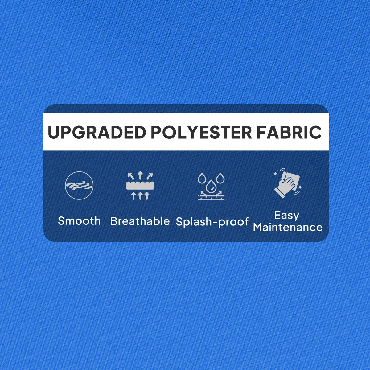 Blue cushion fabric with fine woven texture, smooth upholstery finish