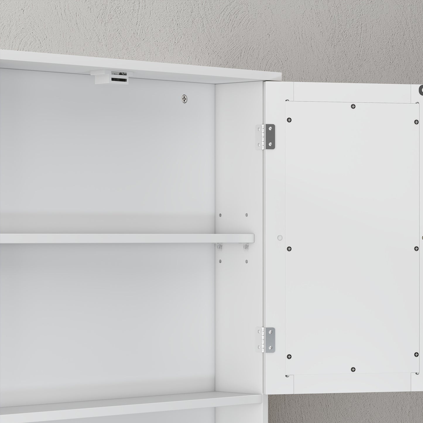Kleankin White Bathroom Wall Mounted Storage Cabinet With Two Front Mirrors And Adjustable Shelf