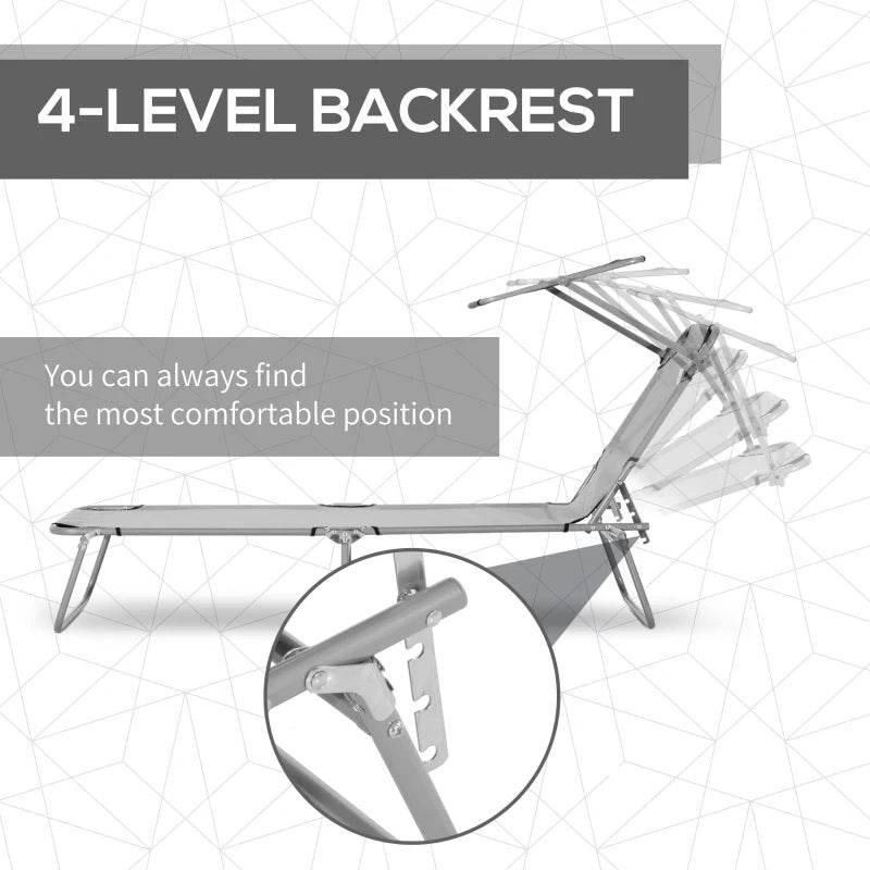 Light grey sun lounger set with adjustable backrest on folding reclining frame