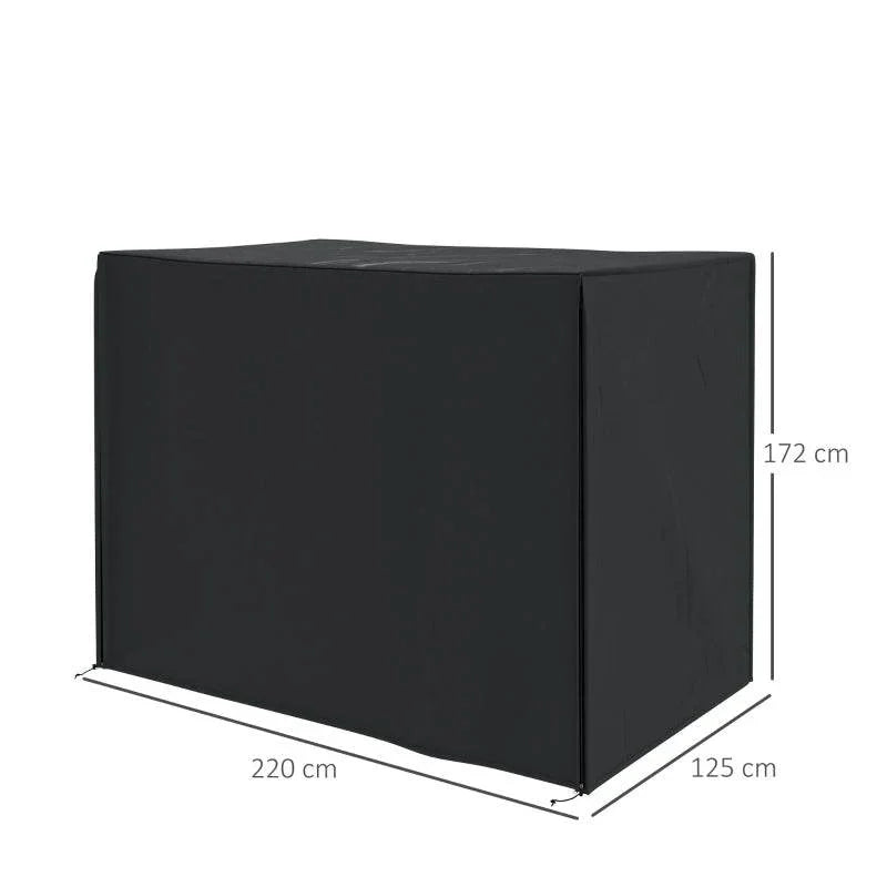 Black weatherproof three-seater swing chair cover, 220x125x172cm, side view