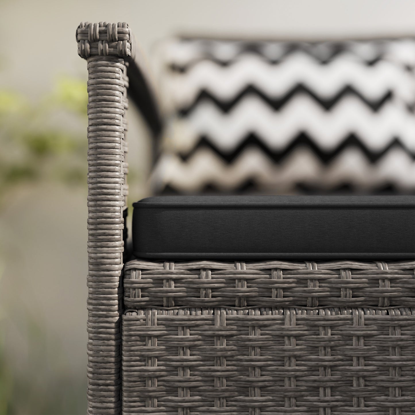 Outsunny 160L Storage Two Seater Rattan Bench Grey Outdoor Garden Patio Furniture With Under Seat Storage
