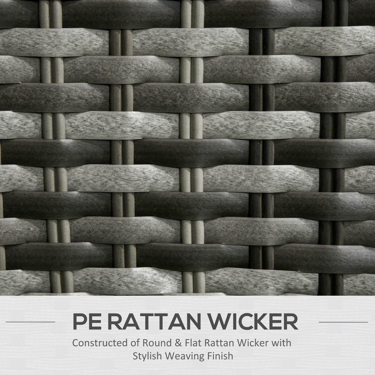 Gray rattan wicker weave panel texture, round and flat braid pattern