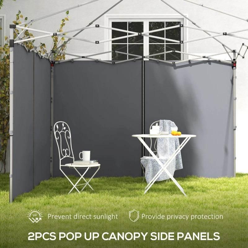 Light grey gazebo side panels with door opening, privacy-style fabric walls