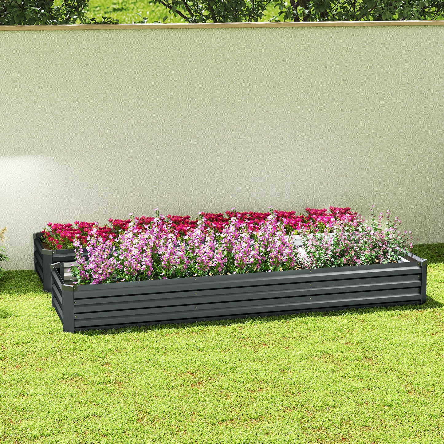 Outsunny 60 By 240cm Galvanised Steel Planter With Open Bottom Pack Of 2 For Outdoor Gardens