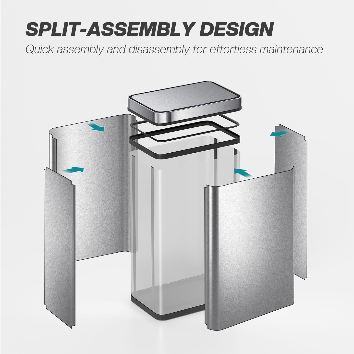 HOMCOM 60 L Sensor Bin With Soft Close Lid Fingerprint Proof Stainless Steel Silver Tone Touchless Trash Can
