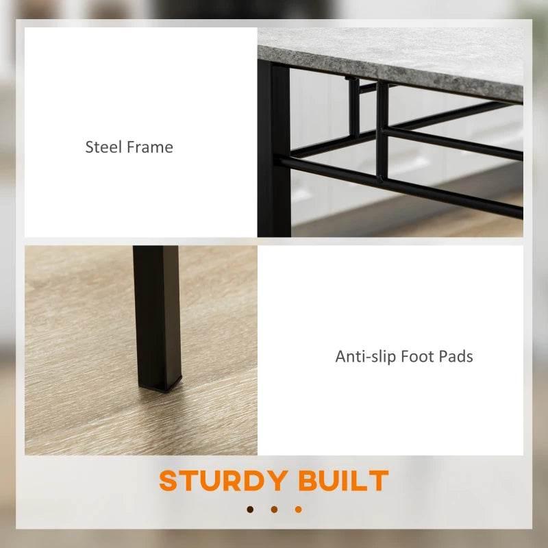 HOMCOM 5-Piece Marble Effect Dining Table Set - Grey/Black, Modern Kitchen and Dining Room Furniture - ALL4U RETAILER LTD