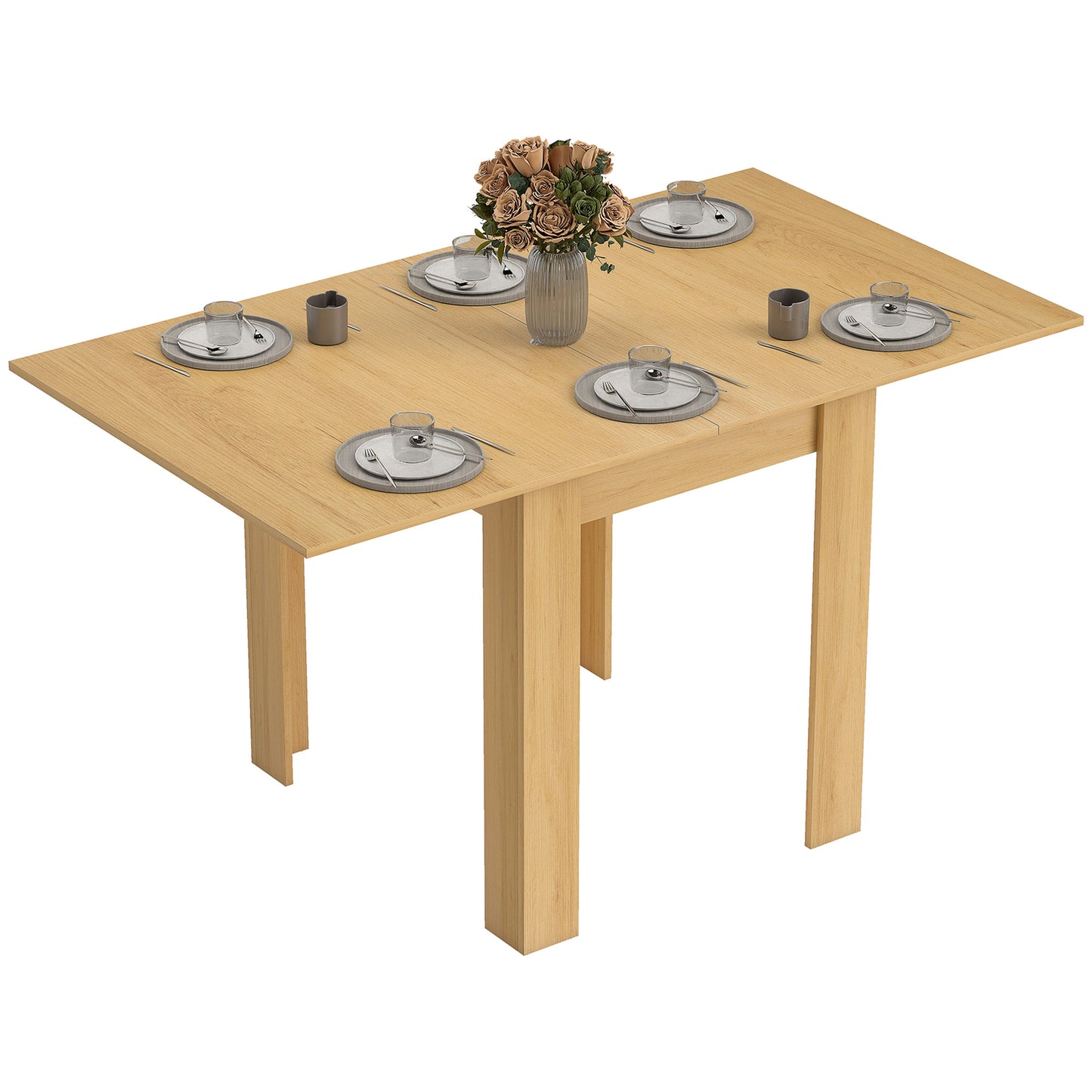 HOMCOM Extendable Rectangular Dining Table For 4 To 6 People 70 To 140 Cm Wood Effect Finish