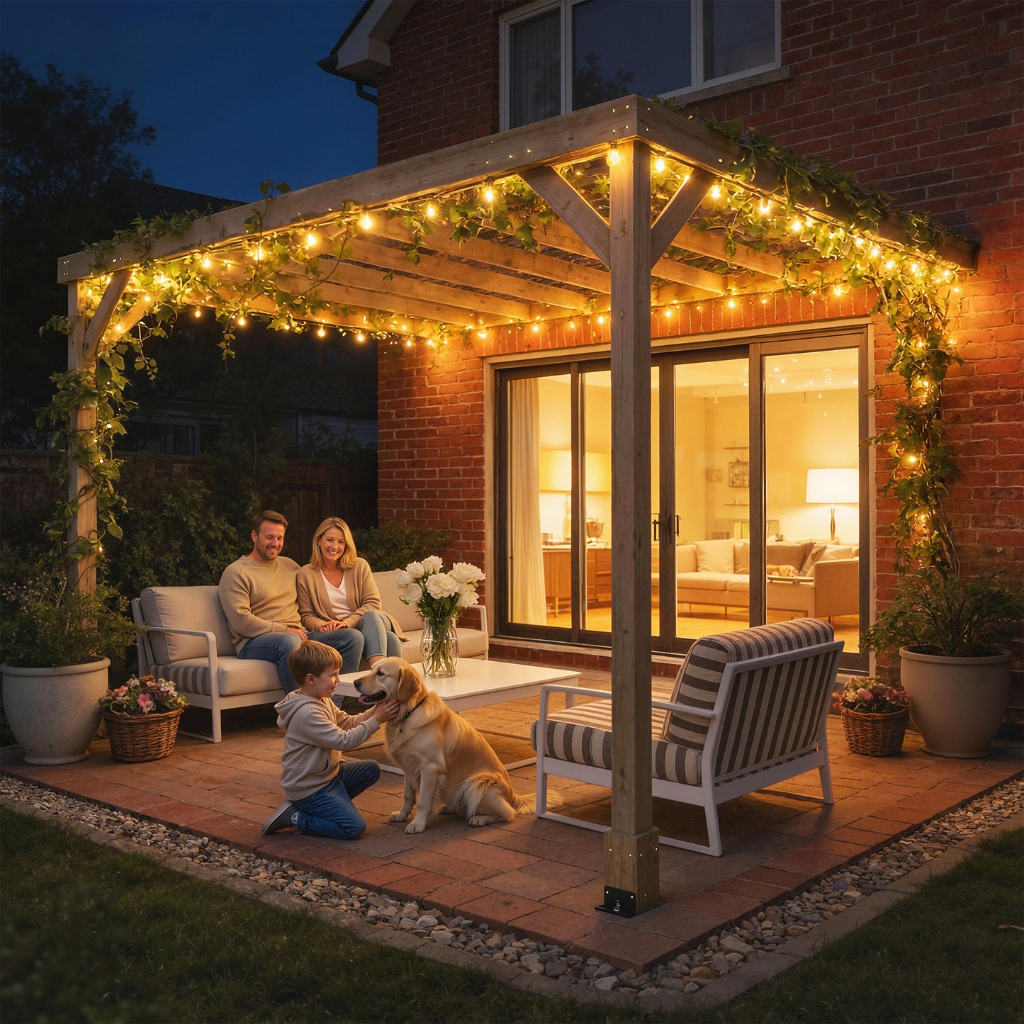 Outsunny Lean To Wooden Pergola Kit Garden Gazebo With Stable Structure And Concrete Anchors 3 x 3 m Light Brown