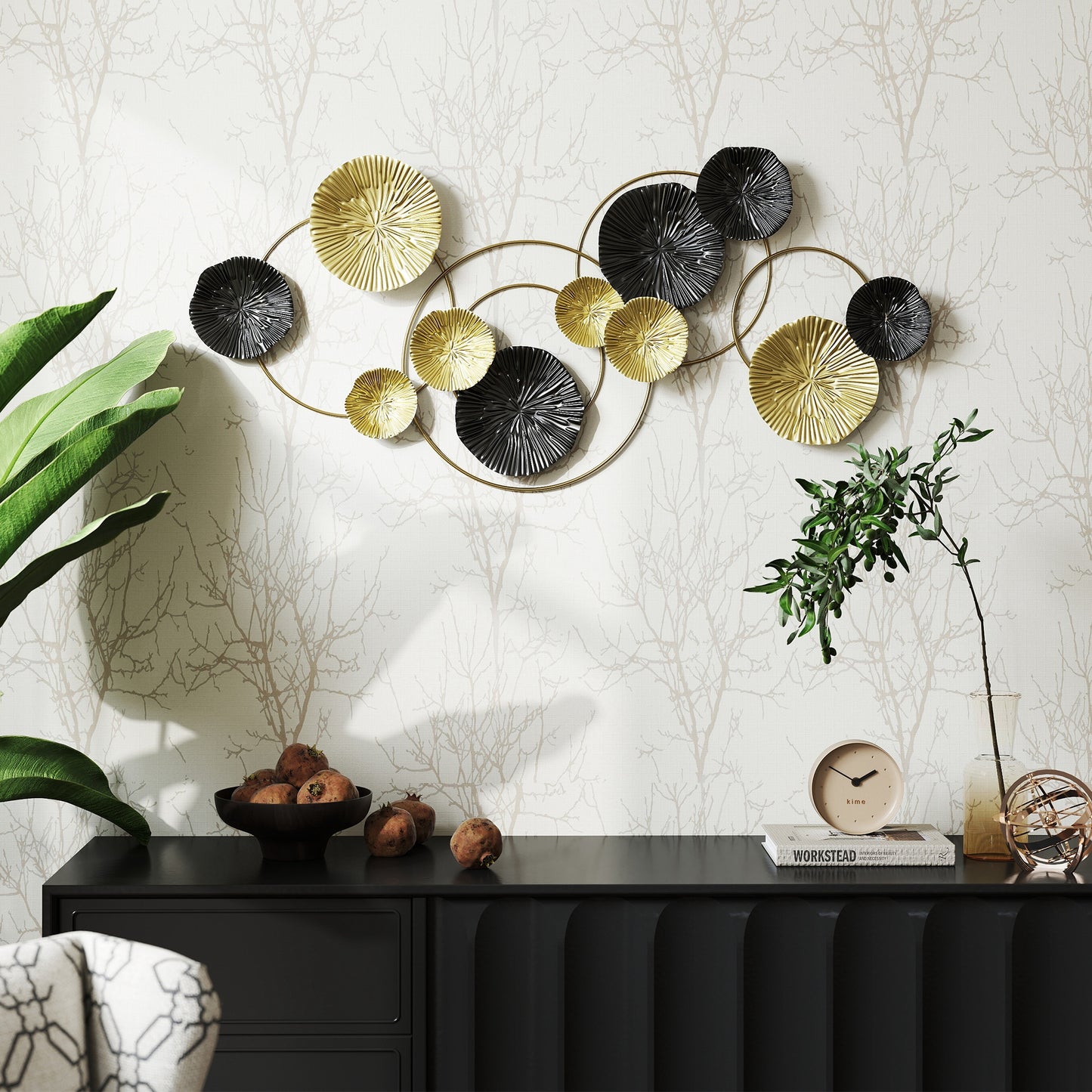 HOMCOM Metal Wall Art Modern Hanging Wall Decor With Multi Disc Design For Living Room Ready To Hang