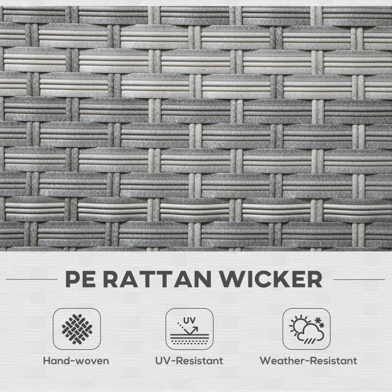 Close-up grey PE rattan wicker weave texture for outdoor patio furniture
