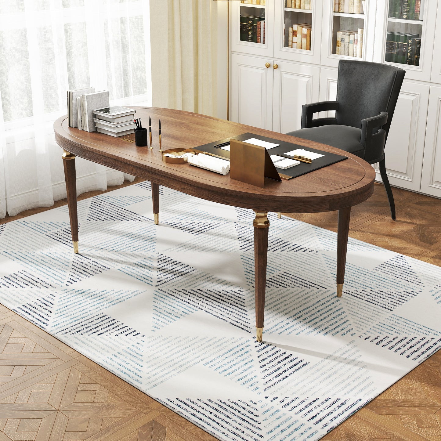 HOMCOM Geometric Rug Non Slip Washable 230 By 160 Cm For Living Room Dining Room Bedroom And Home Office Multi Coloured