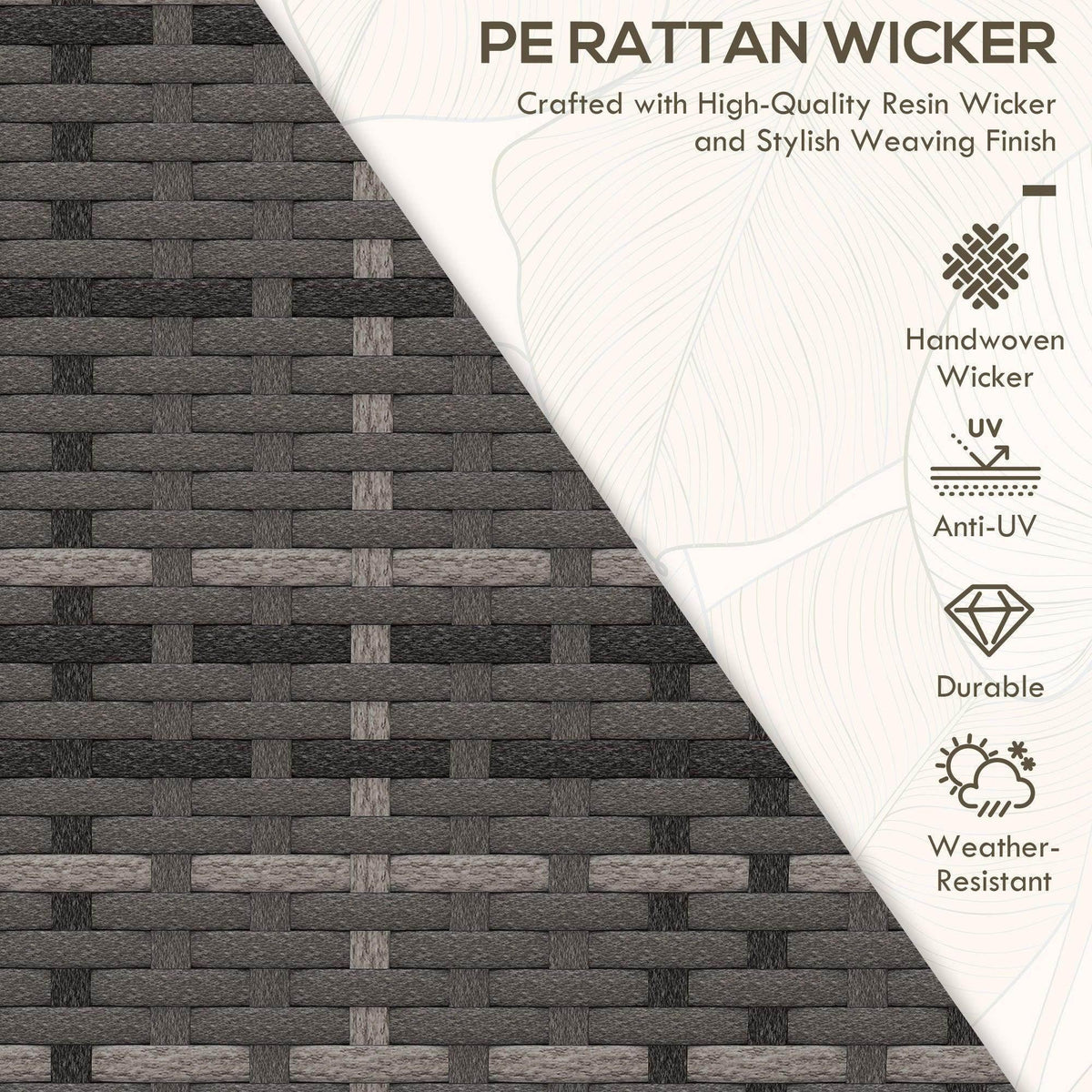 Resin rattan wicker weave texture in dark gray-brown pattern