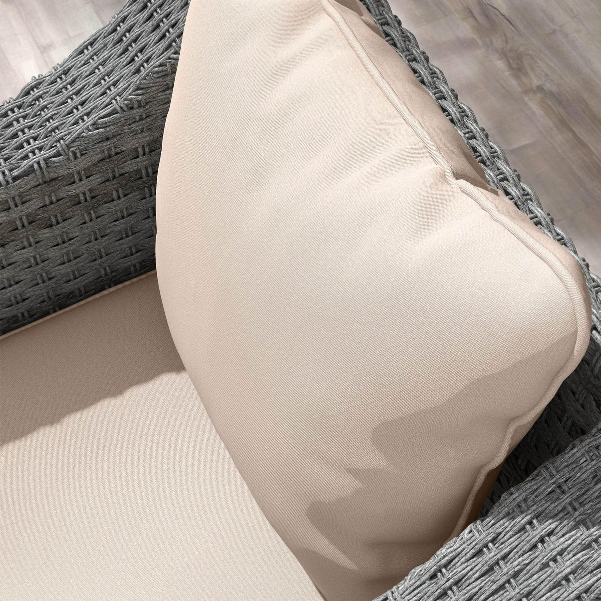 Beige replacement cushion with padded seat and rounded backrest