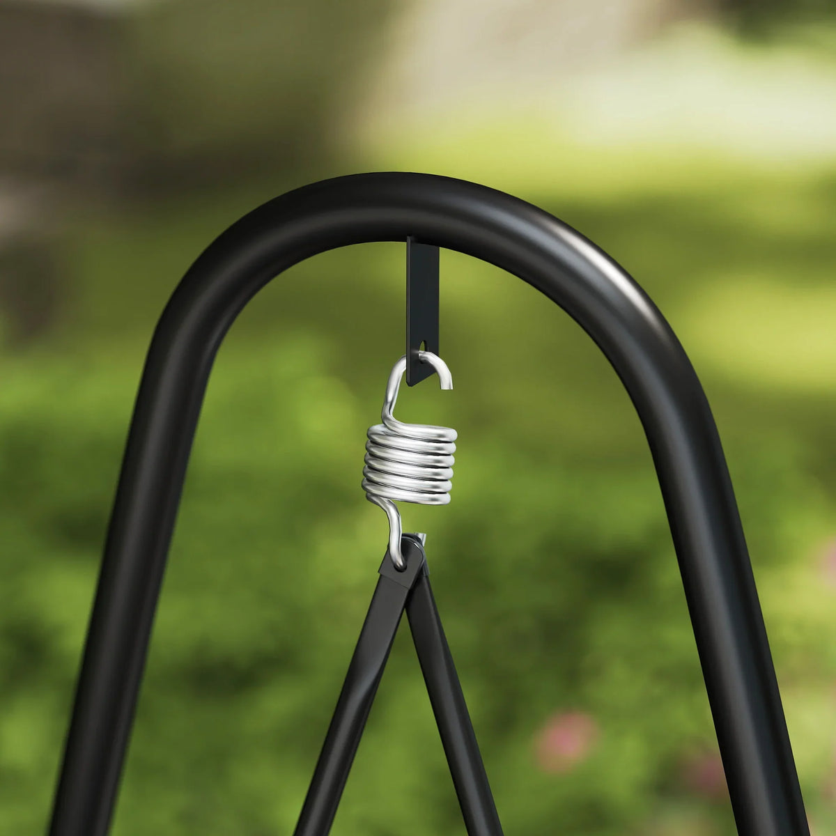 Dark grey swing chair top hook and spring attachment for hanging