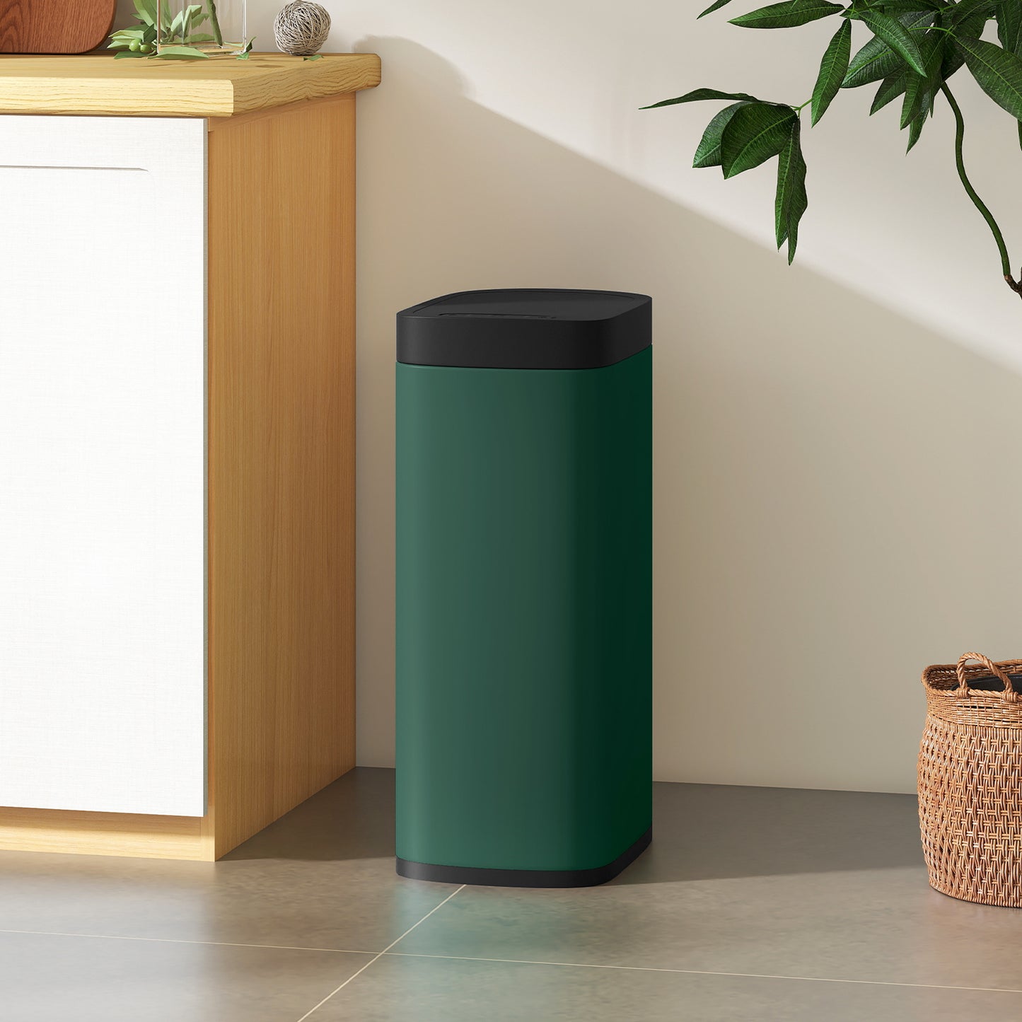 Homcom 50L Sensor Bin Automatic Kitchen Bin With Manual Override Battery Operated Handsfree Lid Inner Bucket Free Design