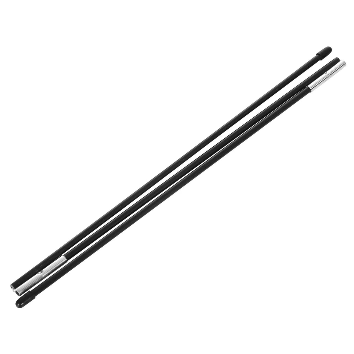 Black support rod set with end caps for umbrella cover system