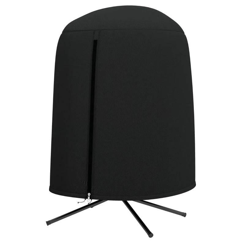Black egg chair furniture cover, curved top with front zipper edge