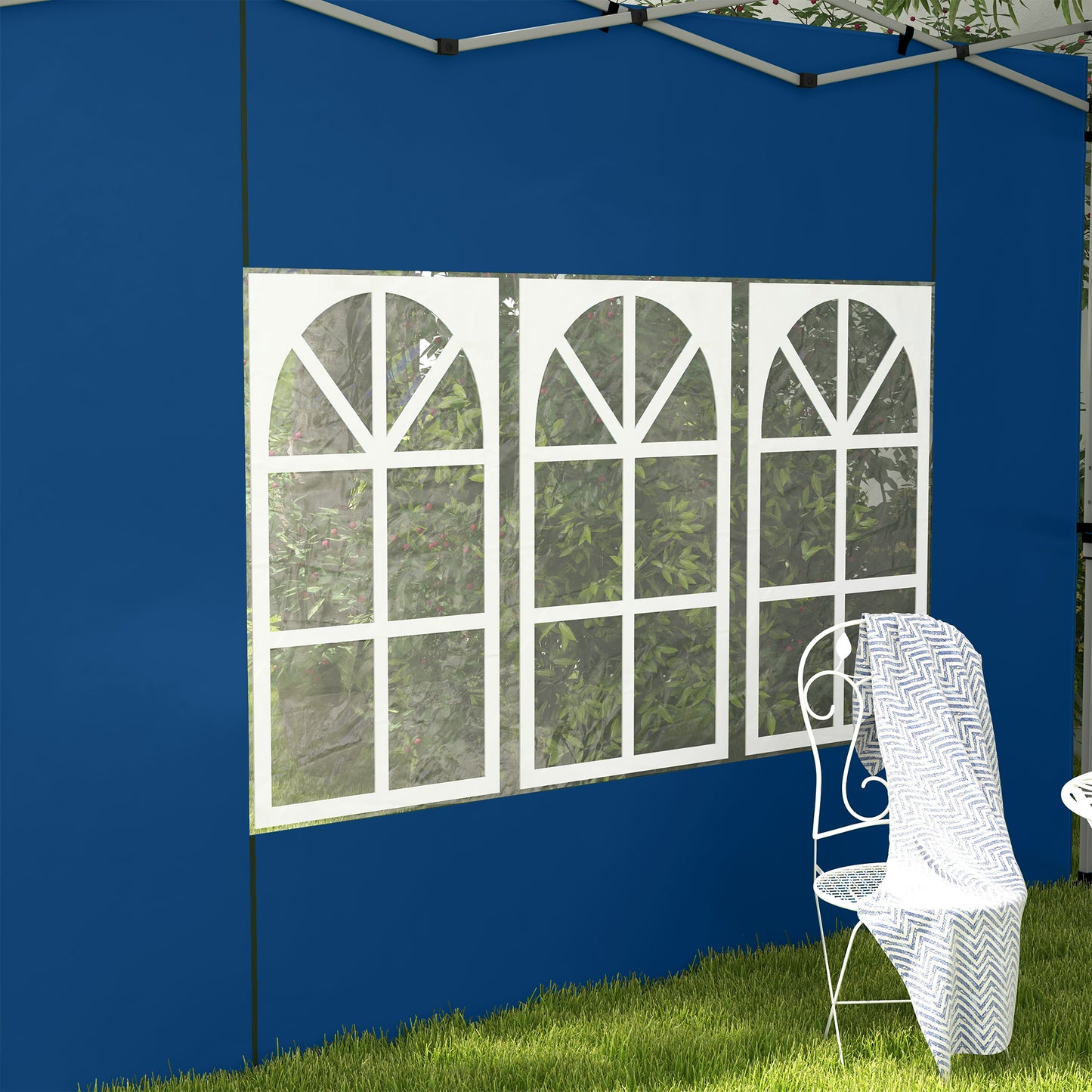 Outsunny Set Of 2 Gazebo Side Panels Blue For 3x3m And 3x4m Canopies With Window