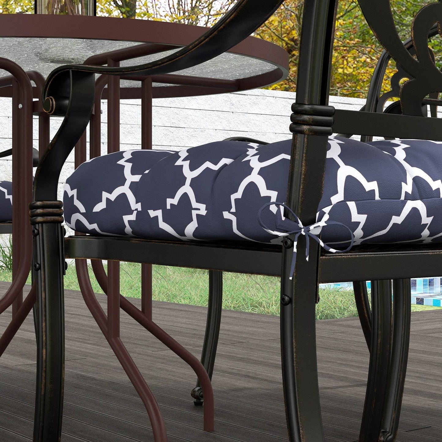 Outsunny Comfortable 4-Piece Blue Cushion Set for Patio Chairs with Ties - ALL4U RETAILER LTD