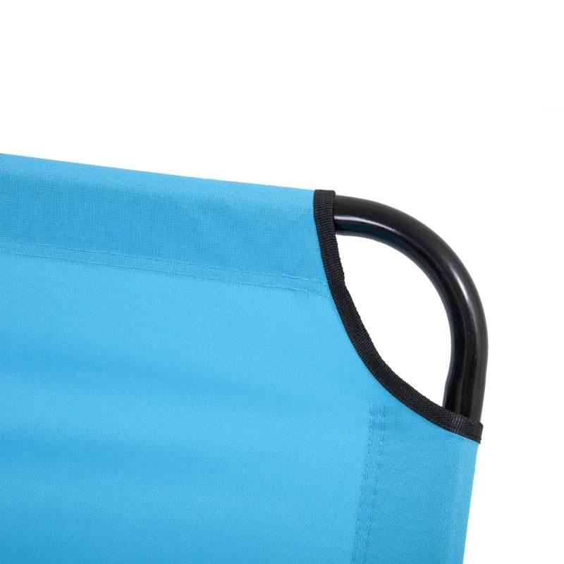 Outsunny Garden Sun Lounger - Five-Position Backrest, Light Blue - ALL4U RETAILER LTD