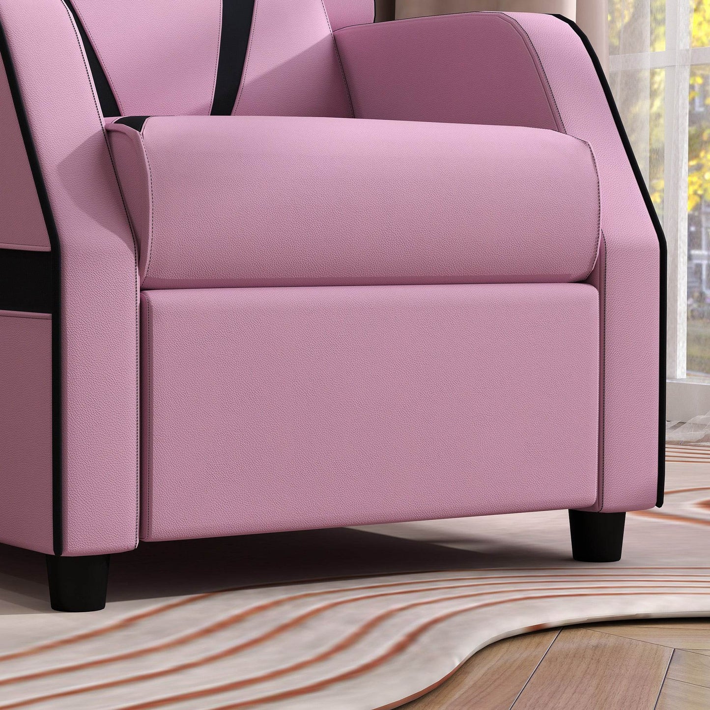 HOMCOM Cozy 2-in-1 Reclining Kids Chair with Armrest & Footrest - Pink PU Leather for Ages 3-9 - ALL4U RETAILER LTD