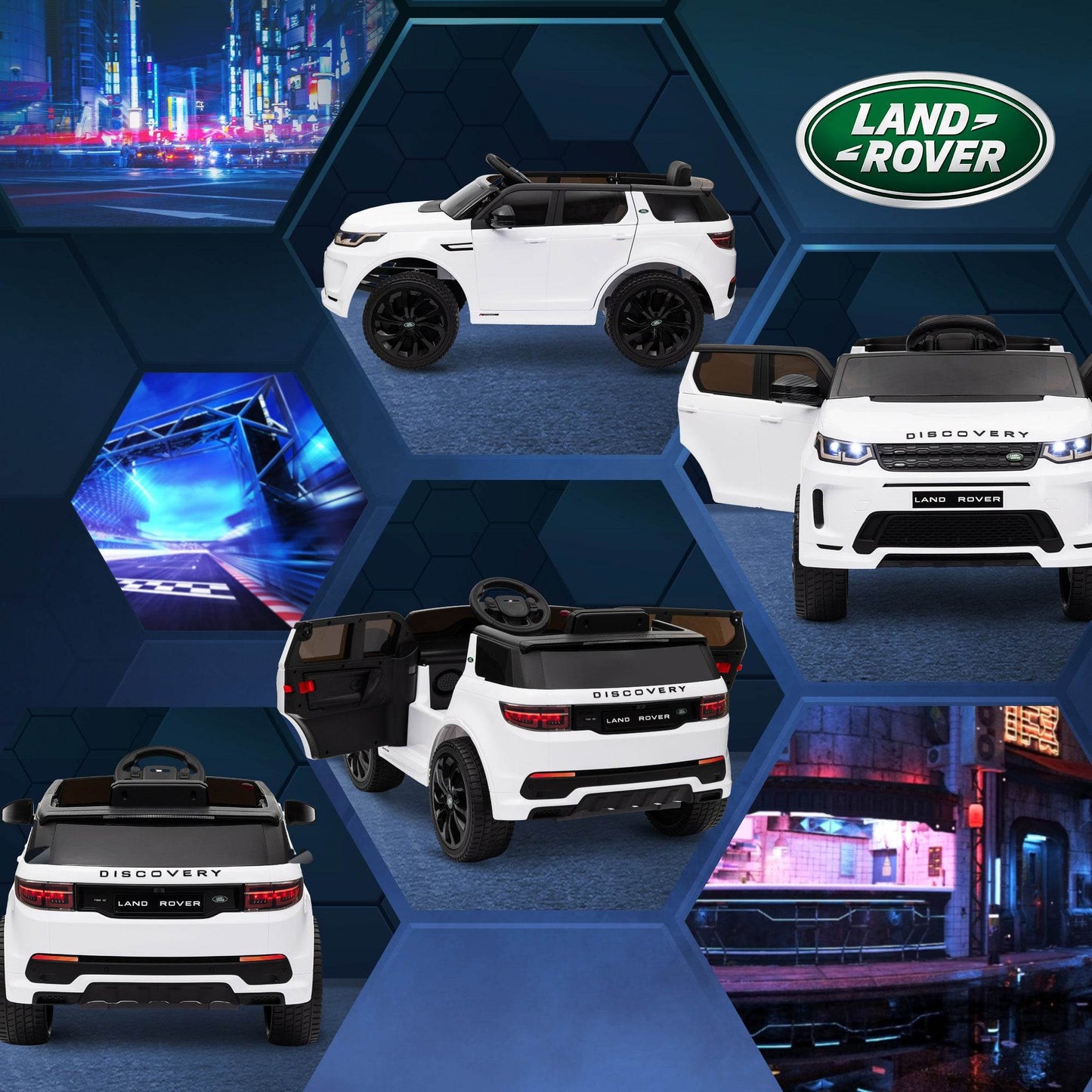AIYAPLAY Licensed 12V Land Rover Discovery Sport Kids Electric Ride-On Car with Remote Control, Lights, Music, and Horn – Ideal for Ages 3-6, White - ALL4U RETAILER LTD