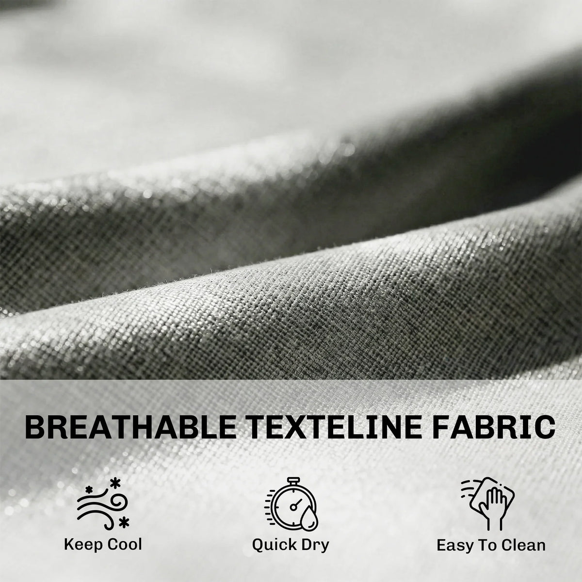 Gray texteline breathable fabric close-up on sun lounger cushion
