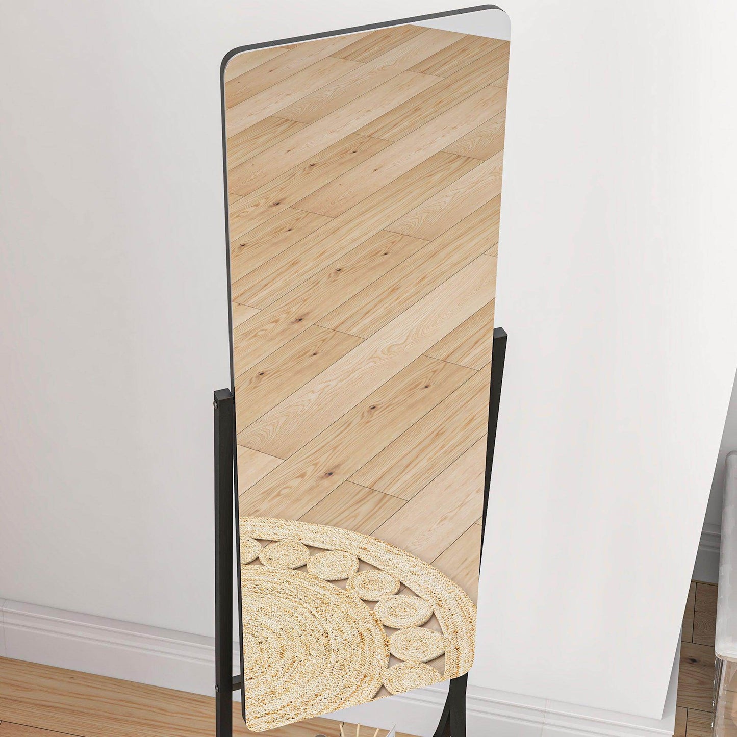 HOMCOM Freestanding Full Length Mirror Adjustable Full Body Mirror w/ Shelf - ALL4U RETAILER LTD