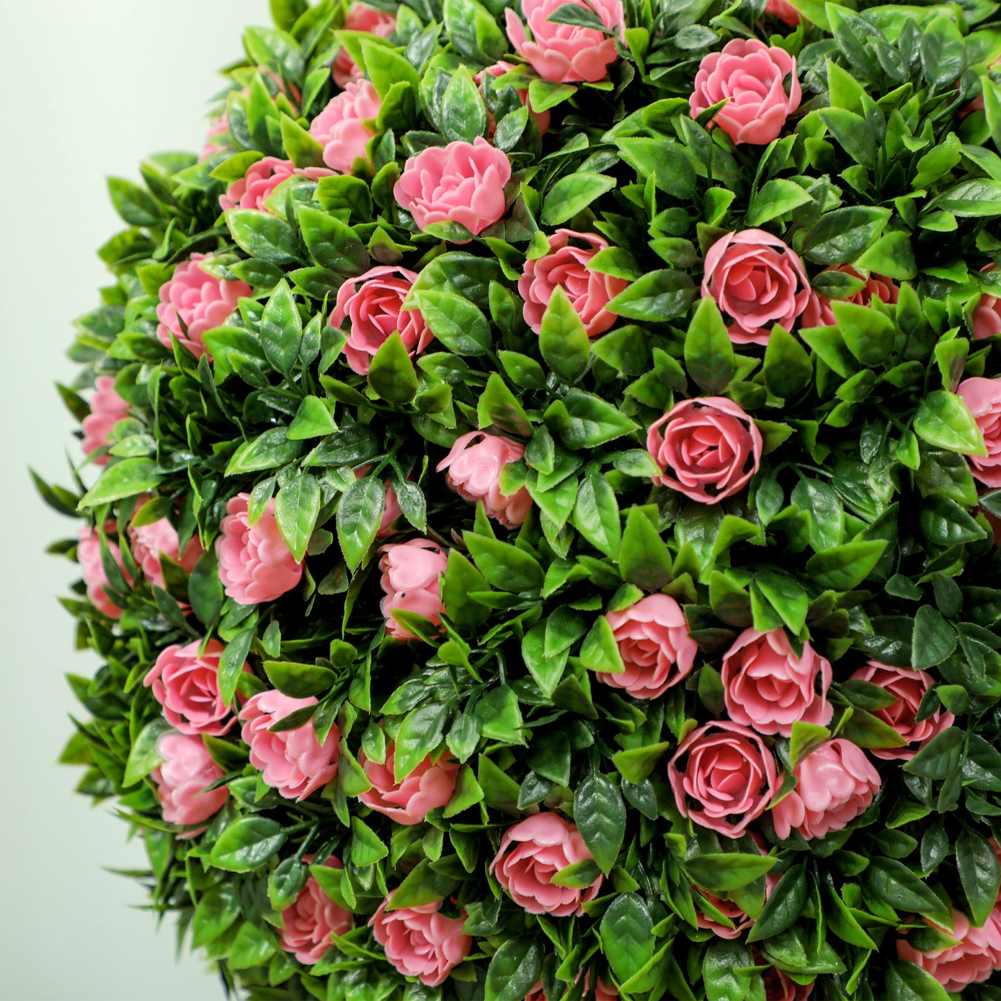 HOMCOM Set of 2 Decorative Artificial Plants Ball Topiary Tree with Rose Flowers in Pot Pink 60cm UV Resistant