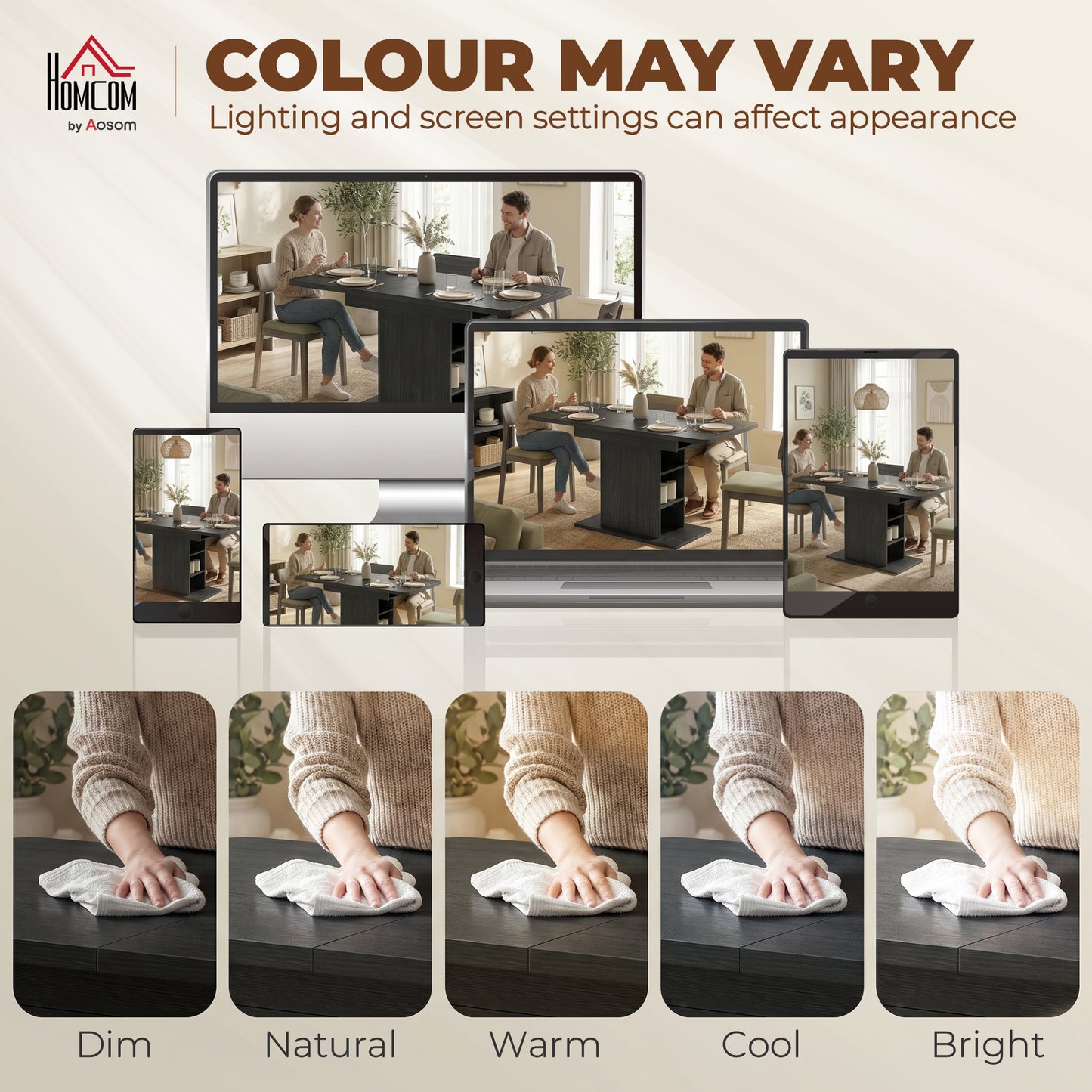 HOMCOM Extendable Dining Table For 4 To 6 People 110 To 130 Cm Black 3cm Thick MDF Top