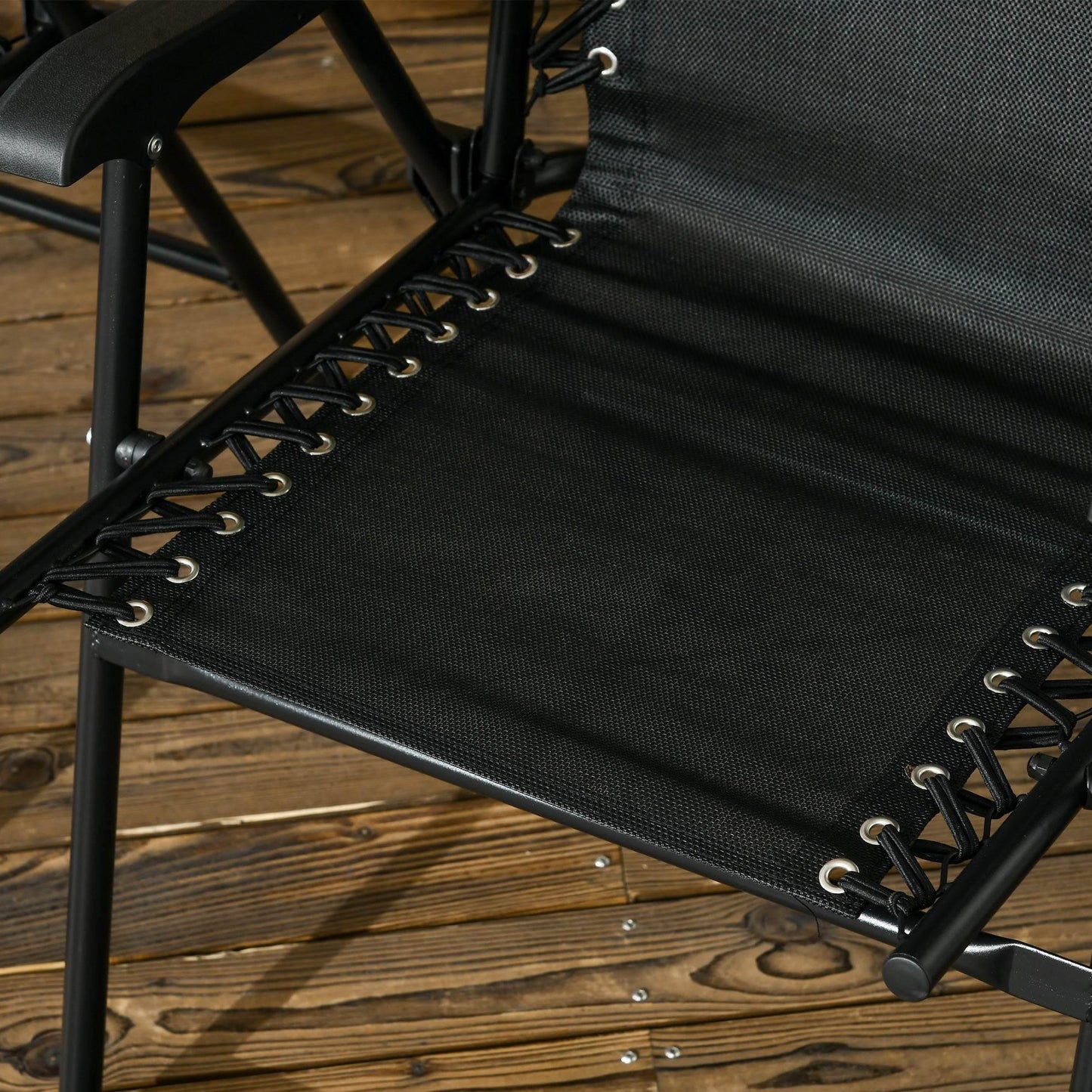 Outsunny Portable 6-Piece Folding Chair Set for Outdoor Relaxation - Ideal for Camping, Pool, Beach, and Lawn Activities, Black Steel Frame with Armrests - ALL4U RETAILER LTD