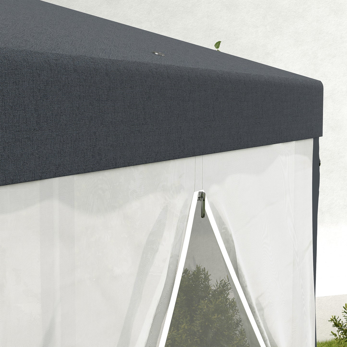 Outsunny 4M Hexagon Gazebo, Netting Party Tent, Patio Canopy Outdoor Event Shelter, Shade Resistant, Dark Grey