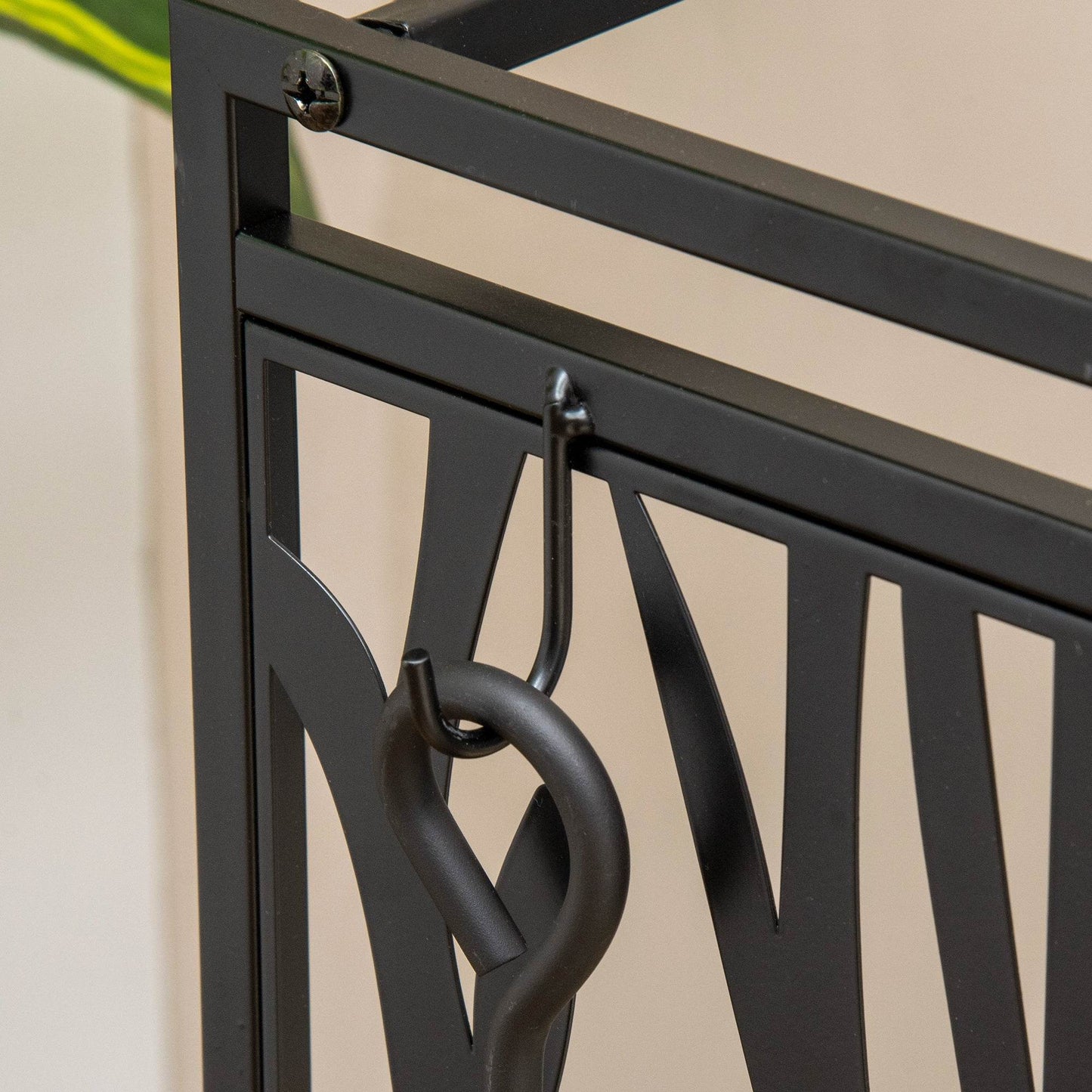 HOMCOM Sturdy Steel Firewood Rack with Tool Set for Indoor and Outdoor Use, Black - ALL4U RETAILER LTD