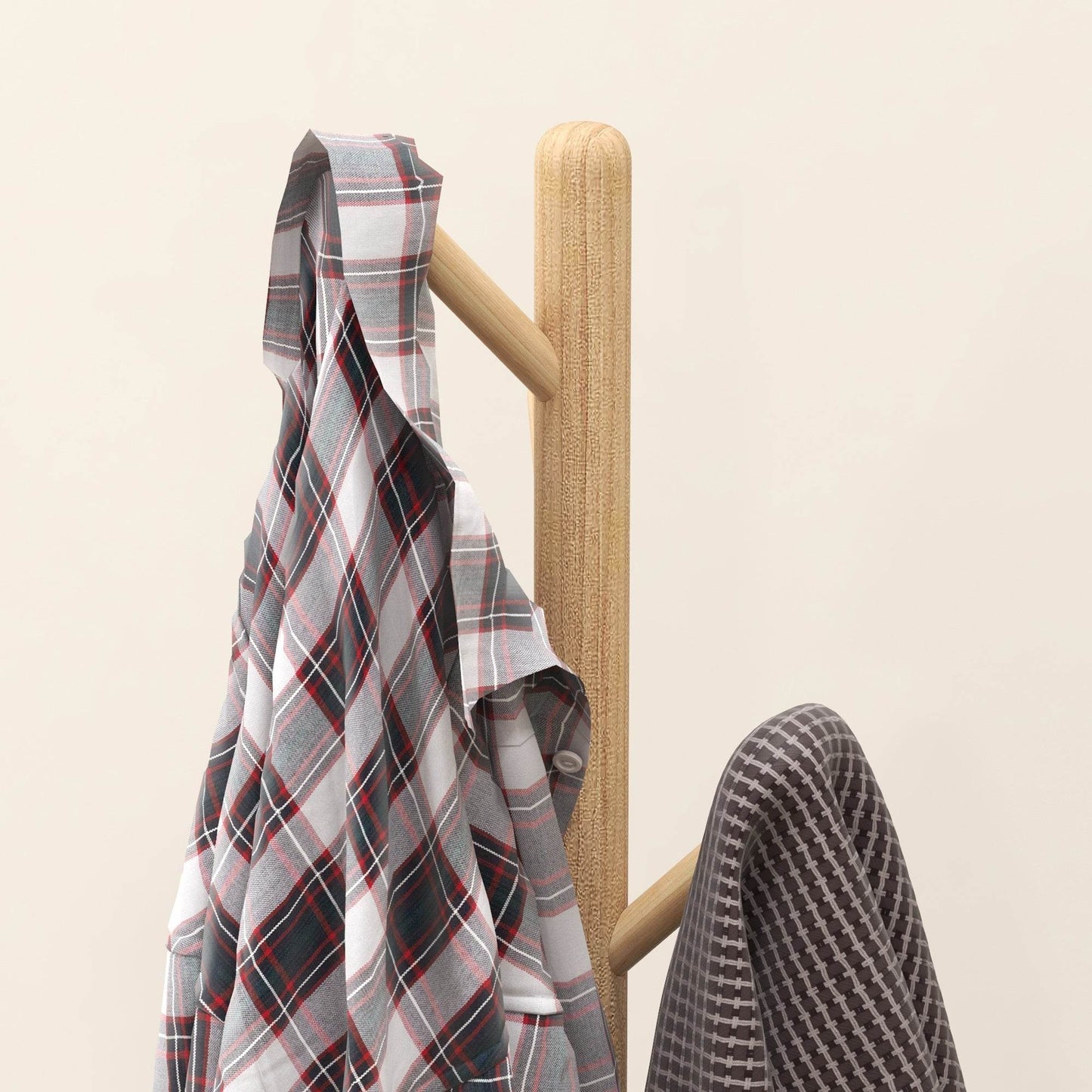 HOMCOM Natural Pine Wood Eight-Hook Coat Rack - Versatile and Sturdy - ALL4U RETAILER LTD