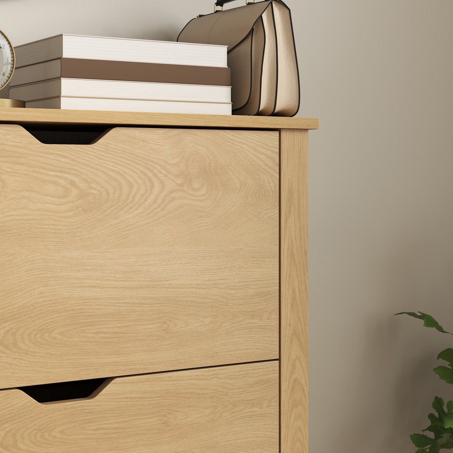 HOMCOM Slim Shoe Cabinet Narrow Cupboard With 3 Drawers And Adjustable Shelves For 18 Pairs Natural Wood Finish