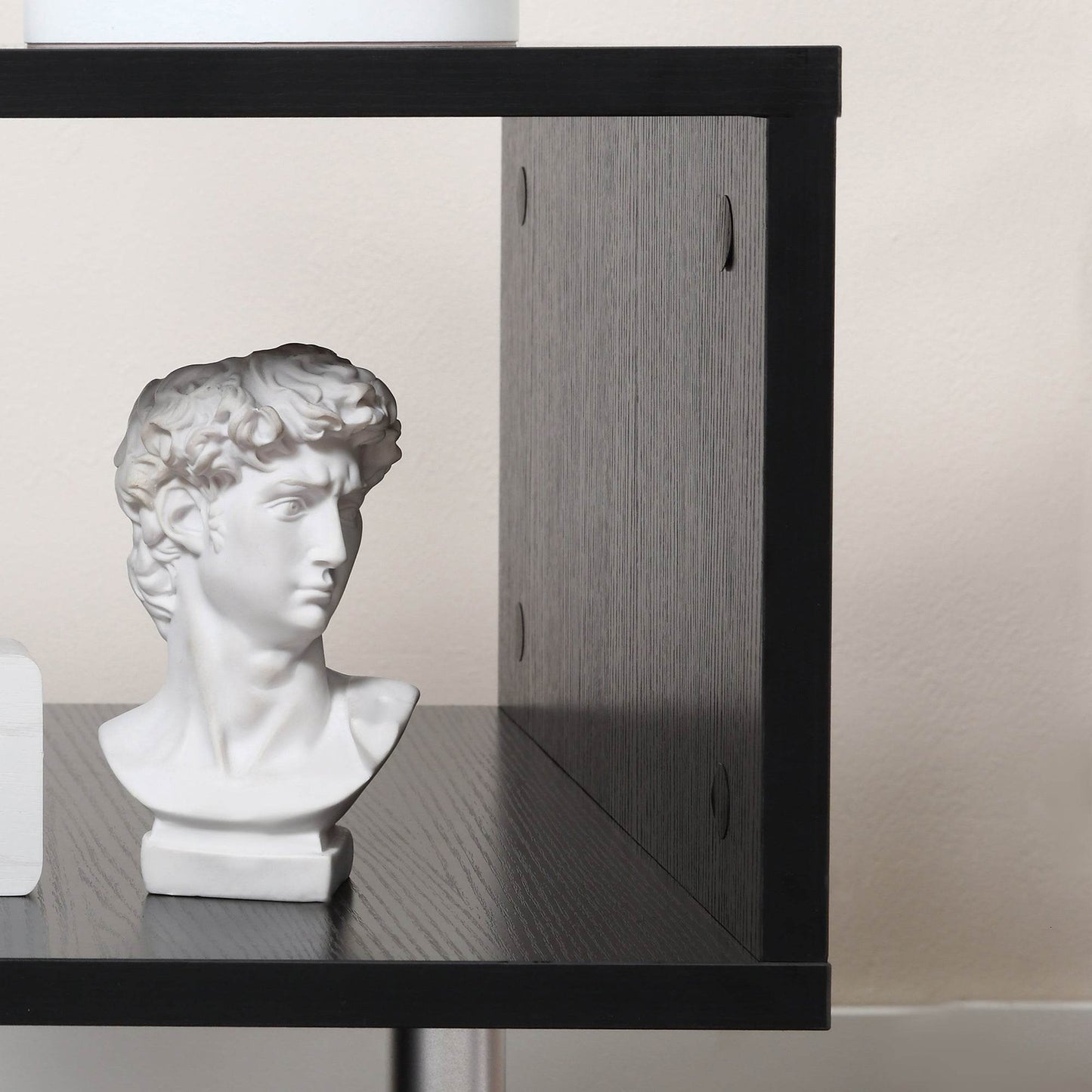 HOMCOM Modern S-Shaped Dual Cube Coffee Table, 2-Tier Storage Solutions, Black Finish, Set of 2 for Living Room and Office - ALL4U RETAILER LTD