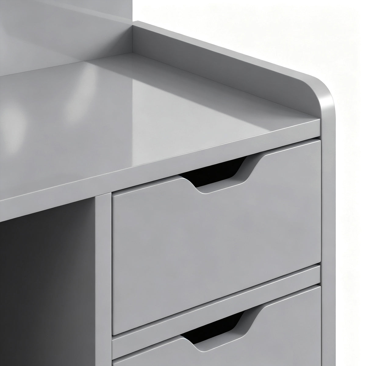 HOMCOM Grey Bedside Table with 2 Drawers and Open Storage Shelves for Bedroom