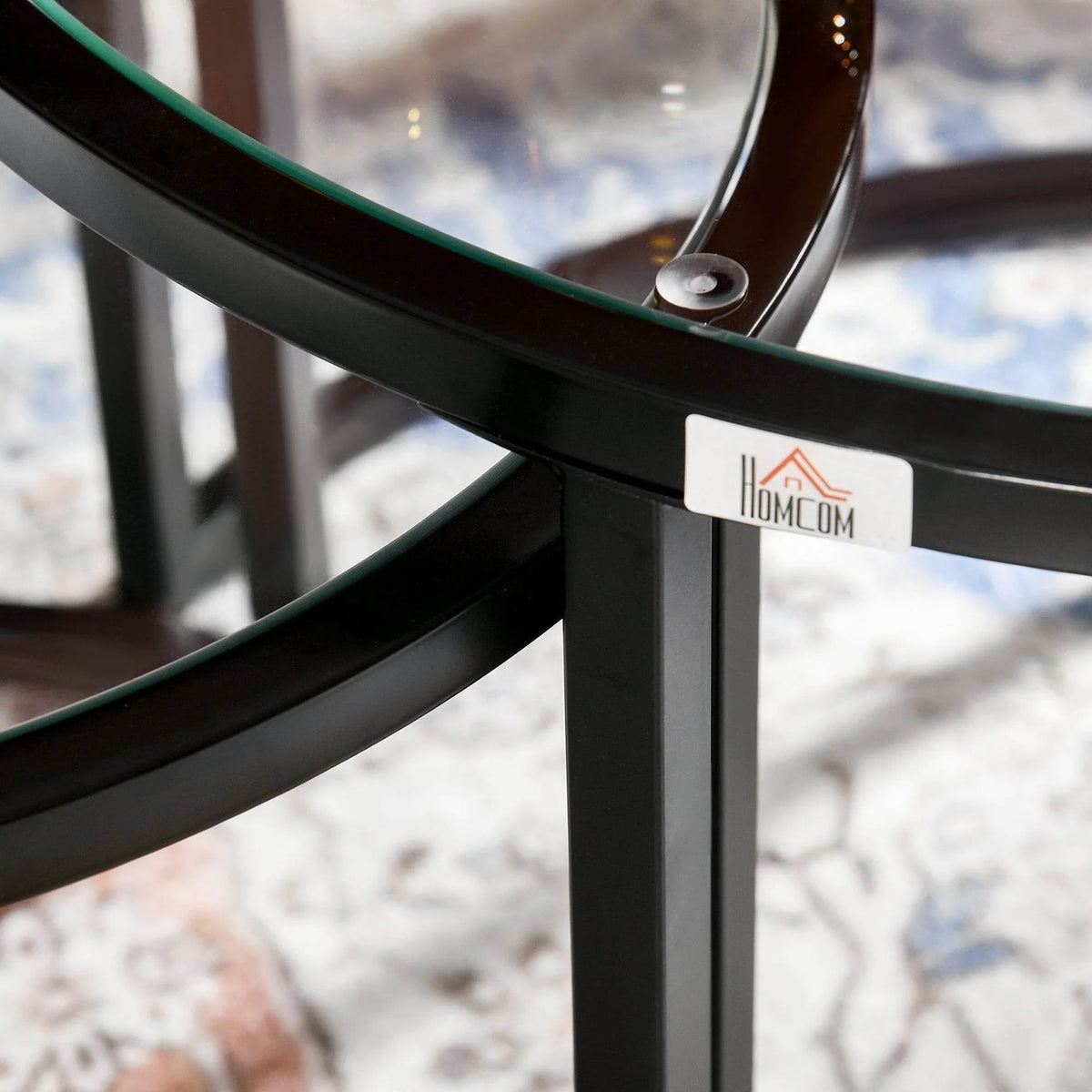 Black steel frame and glass rim with HOMCOM logo label