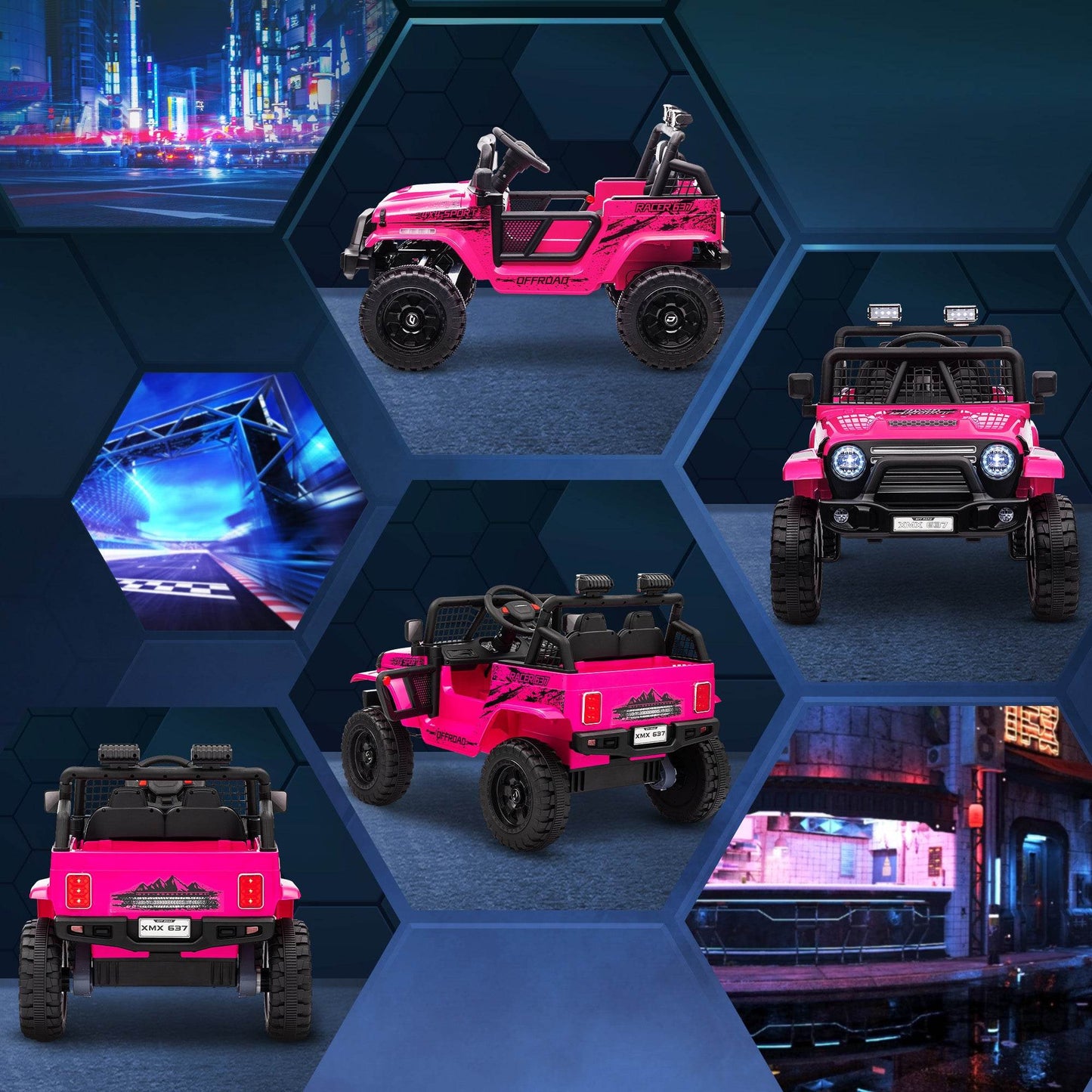 AIYAPLAY 12V Pink Electric Ride-On Truck for Kids with Remote Control, Music, Lights & Spring Suspension - ALL4U RETAILER LTD